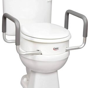 Carex 3.5 Inch Raised Toilet Seat with Arms - For Round Toilets