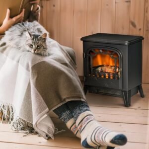 HOMCOM Freestanding Electric Fireplace Stove Heater