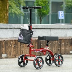 HOMCOM Knee Scooter, Foldable Steerable Knee Walker