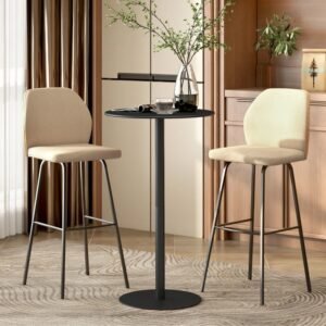 HOMCOM Round Bar Table for 2