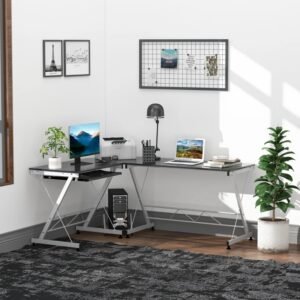 HOMCOM L-Shaped Computer Desk, Corner Table
