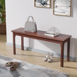 K KELBEL 100% Solid Oak Wood Bench Entryway Bench
