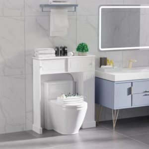 HOMCOM Modern Over The Toilet Storage, 2 Sliding Doors