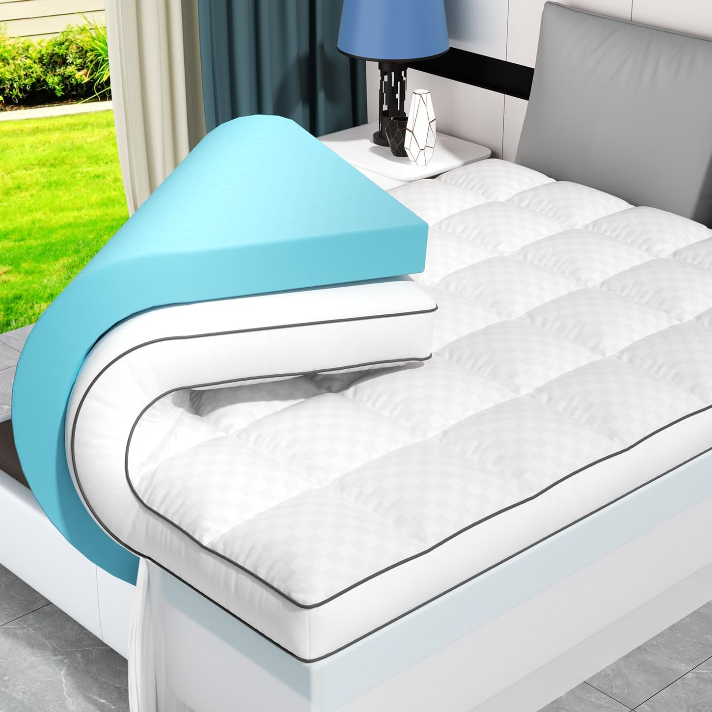 Dual Layer 4 Inch Memory Foam Mattress Topper Twin