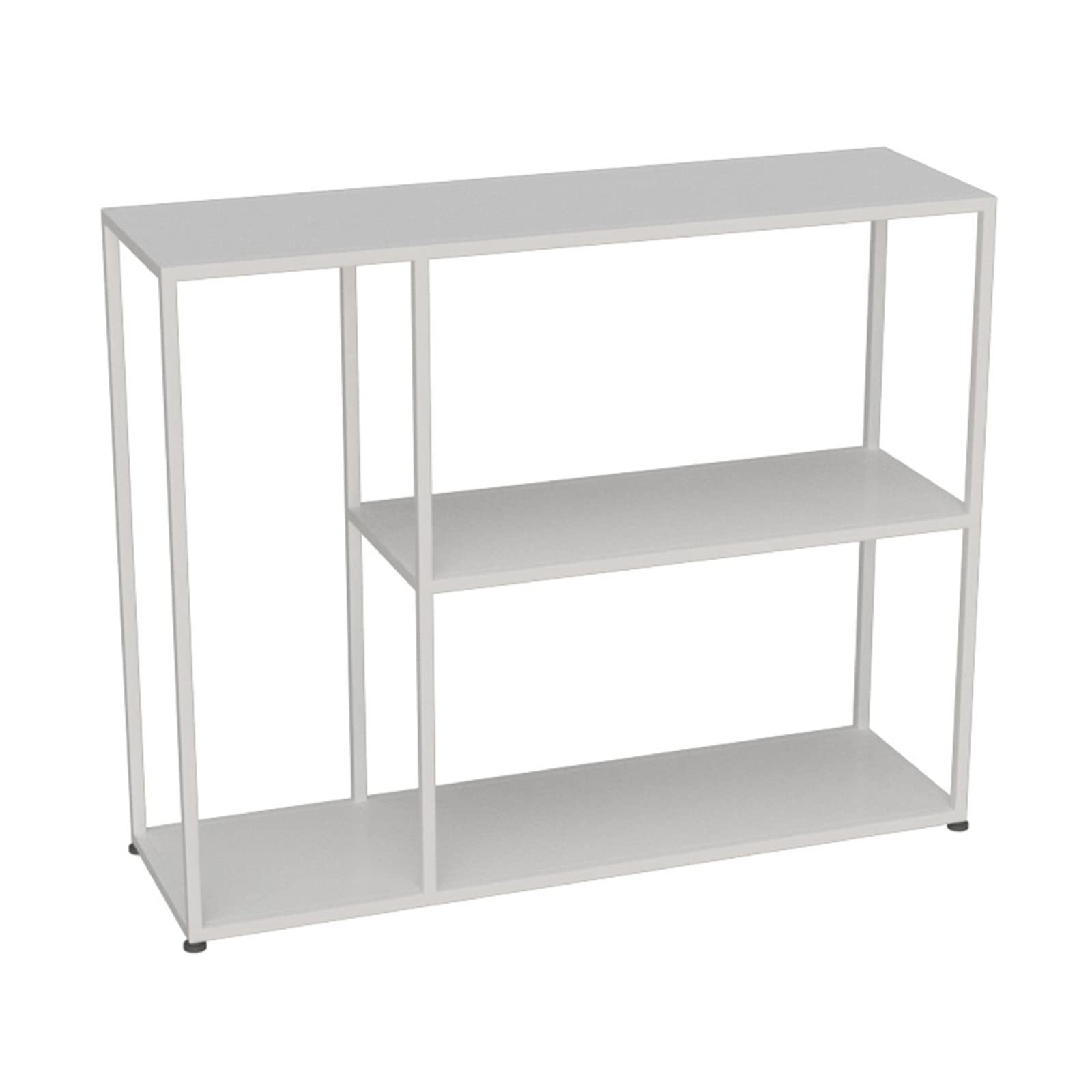 Console Table White Iron Table with Storage Shelves 3-Tier