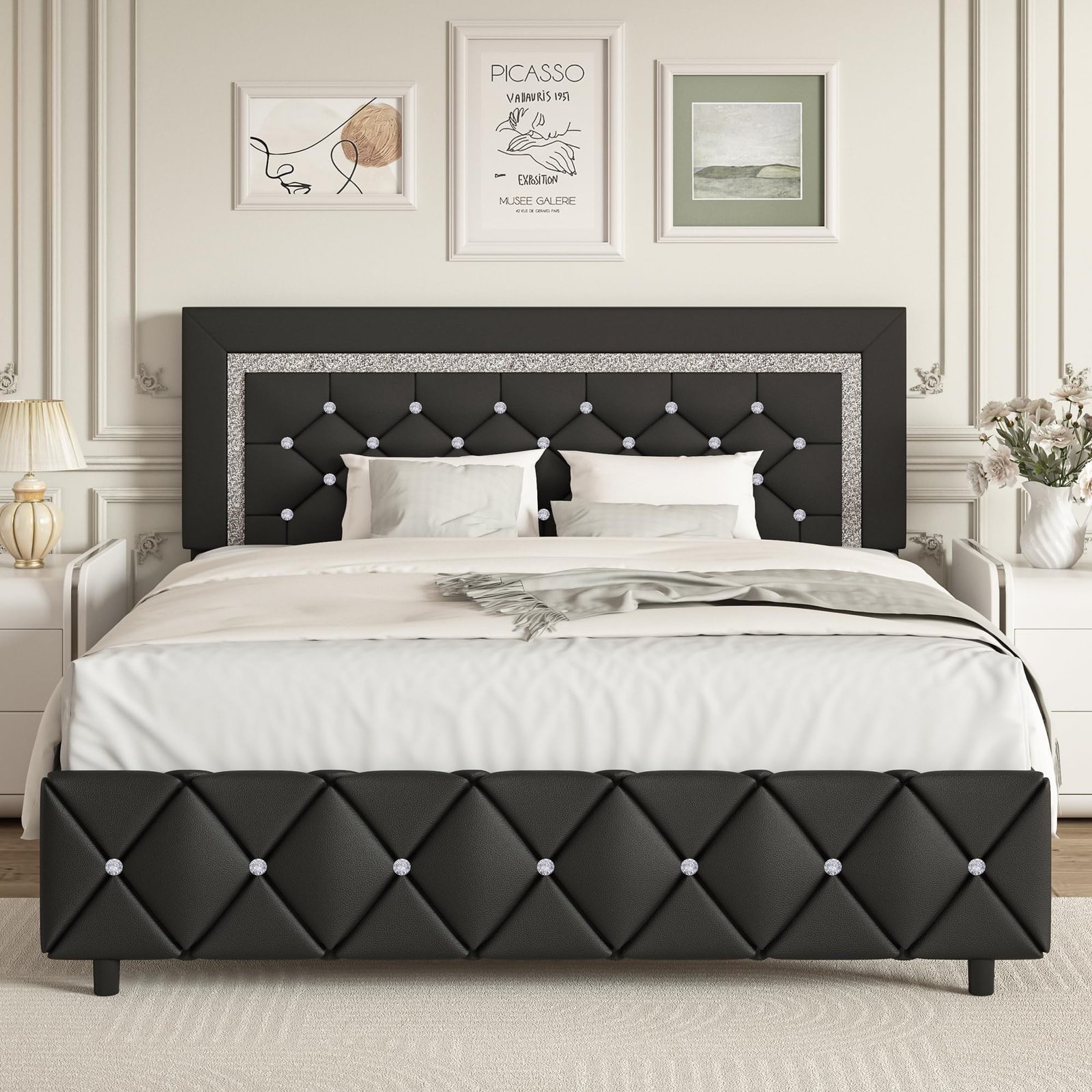 BarnFurin Queen Bed Frame with Headboard