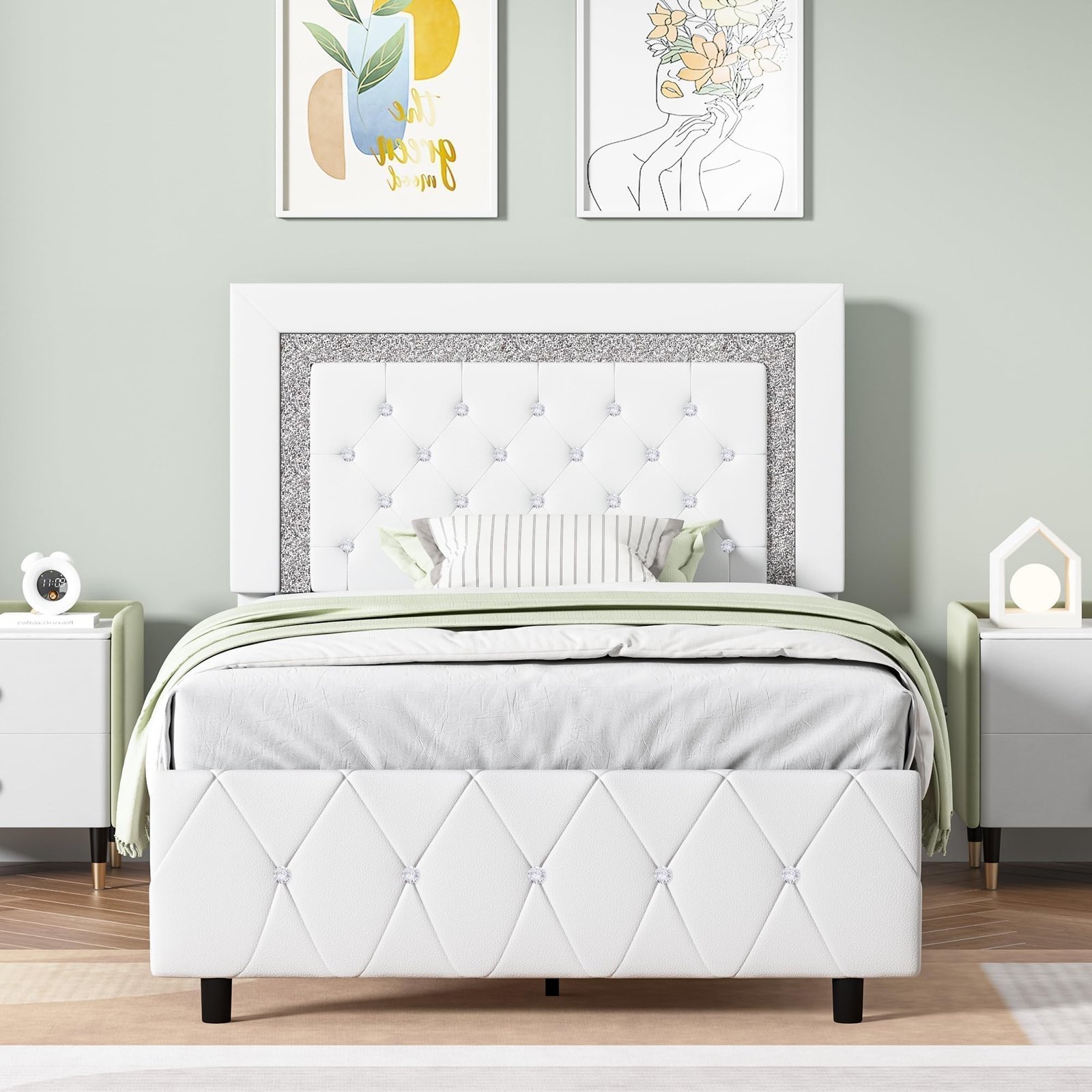 BarnFurin Twin Bed Frame with Headboard